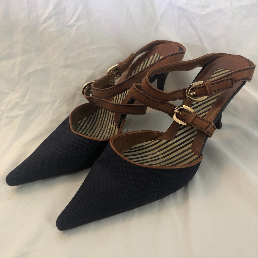 Sergio Rossi navy blue mule heels - Size 38
